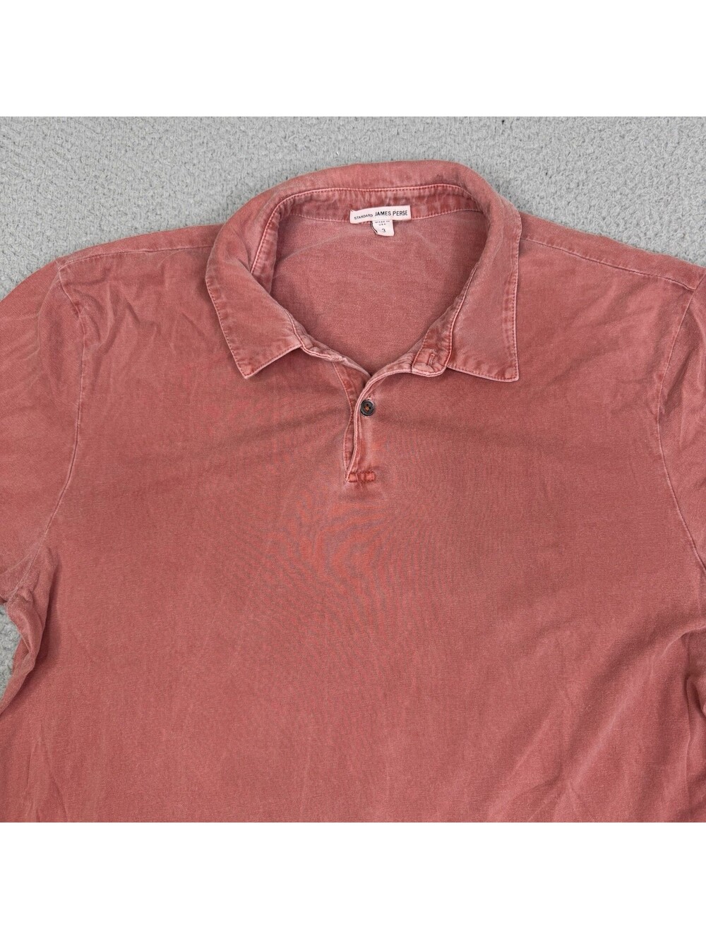 Standard James Perse Usa Made Red Polo Shirt Preppy Men’S Size 3 Medium Pocket